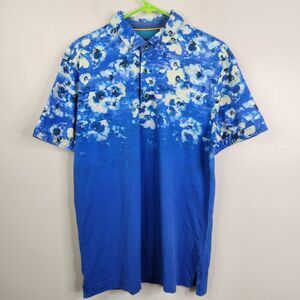 Robert Graham Mens Classic Fit Short Sleeve Floral Print Polo Shirt Medium